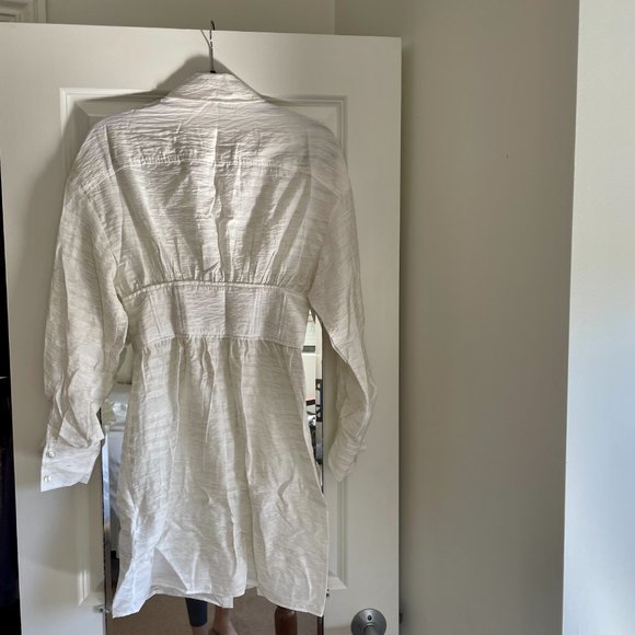 NWT.ASOS White Mini Shirt Dress with Corset Waist - Picture 5 of 9